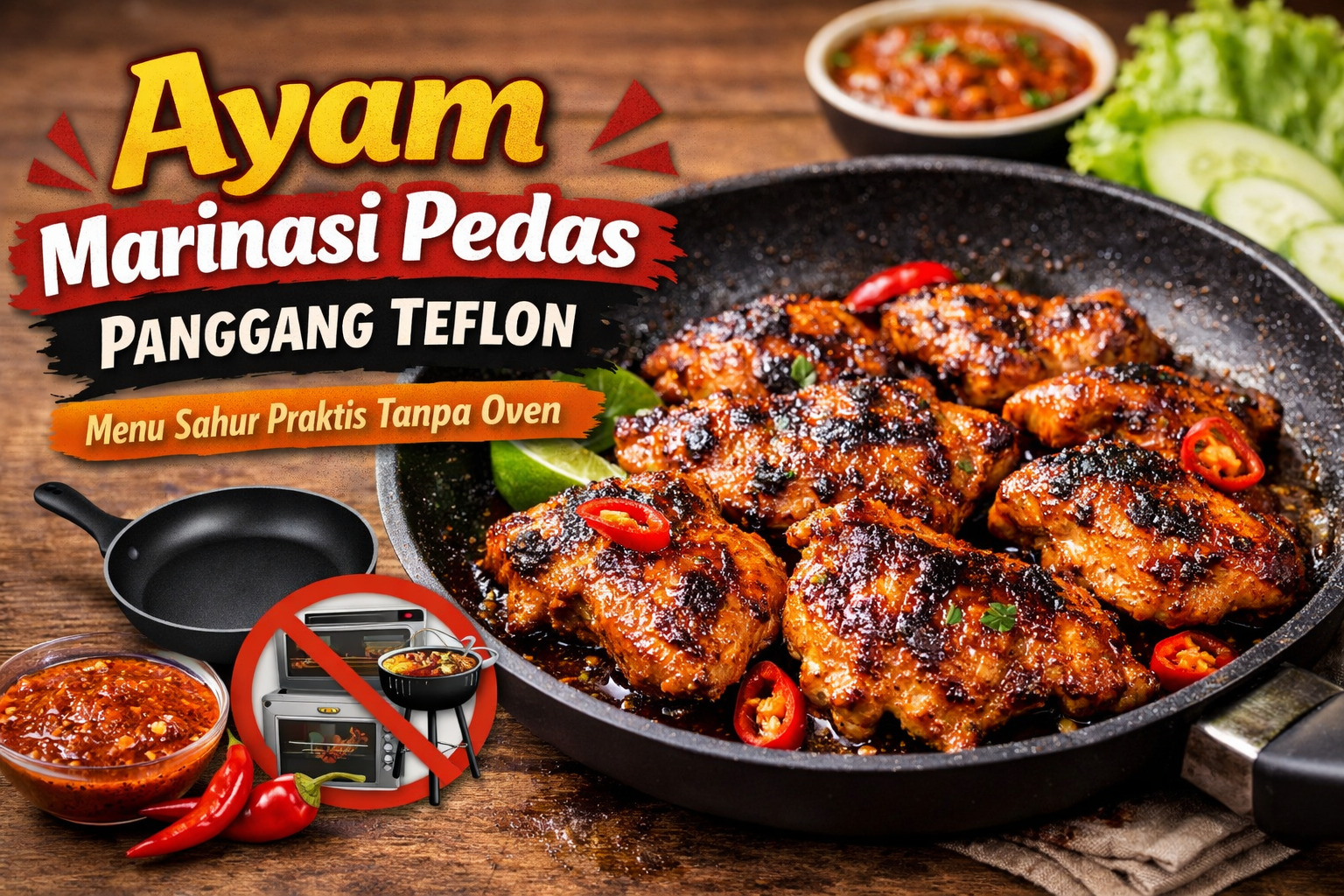 Ayam Marinasi Pedas Panggang Teflon: Menu Sahur Praktis Tanpa Oven & Tanpa Ribet